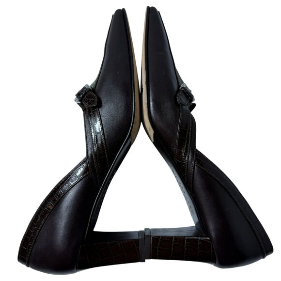 Brighton Brown Leather Heels • Croc-Embossed • Size 10M • EUC - Picture 6 of 9